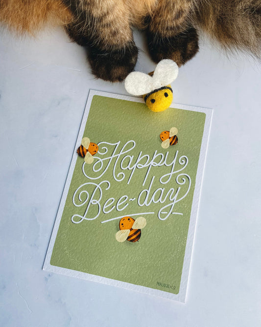 Happy Bee-day -  Wenskaart - accessoires, wenskaart - Door Maudje & Co