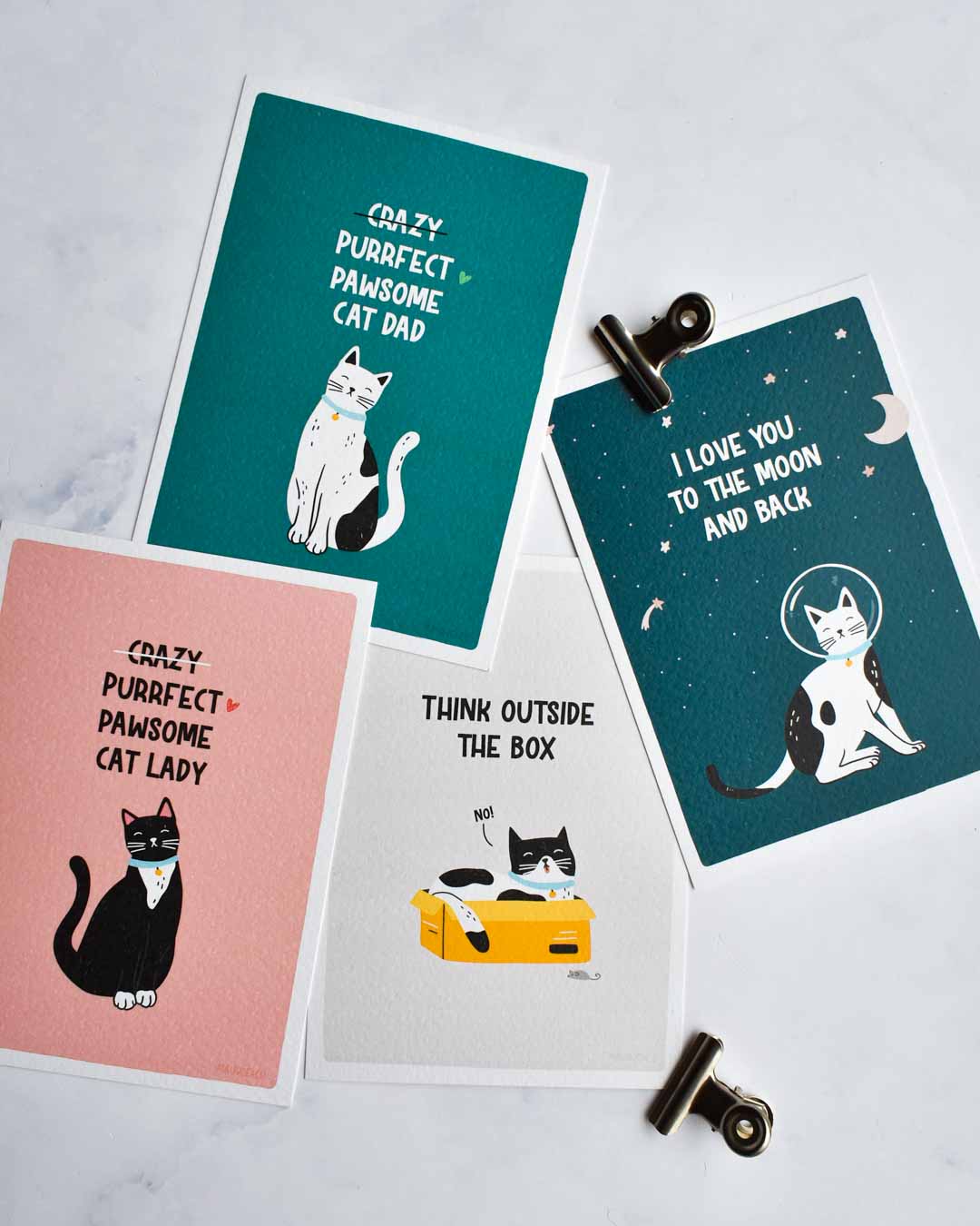 Purrfect pawsome cat dad -  Wenskaart - accessoires, wenskaart - Door Maudje & Co